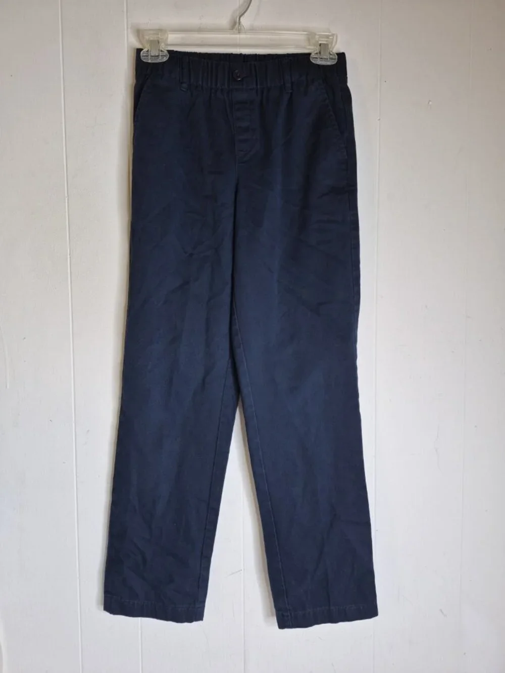 Lands End Navy Blue Casual School Uniform Pants Youth Boys Size 12 Pull-On